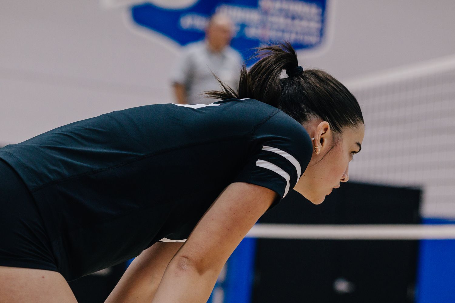 Athlete focused during sports game.