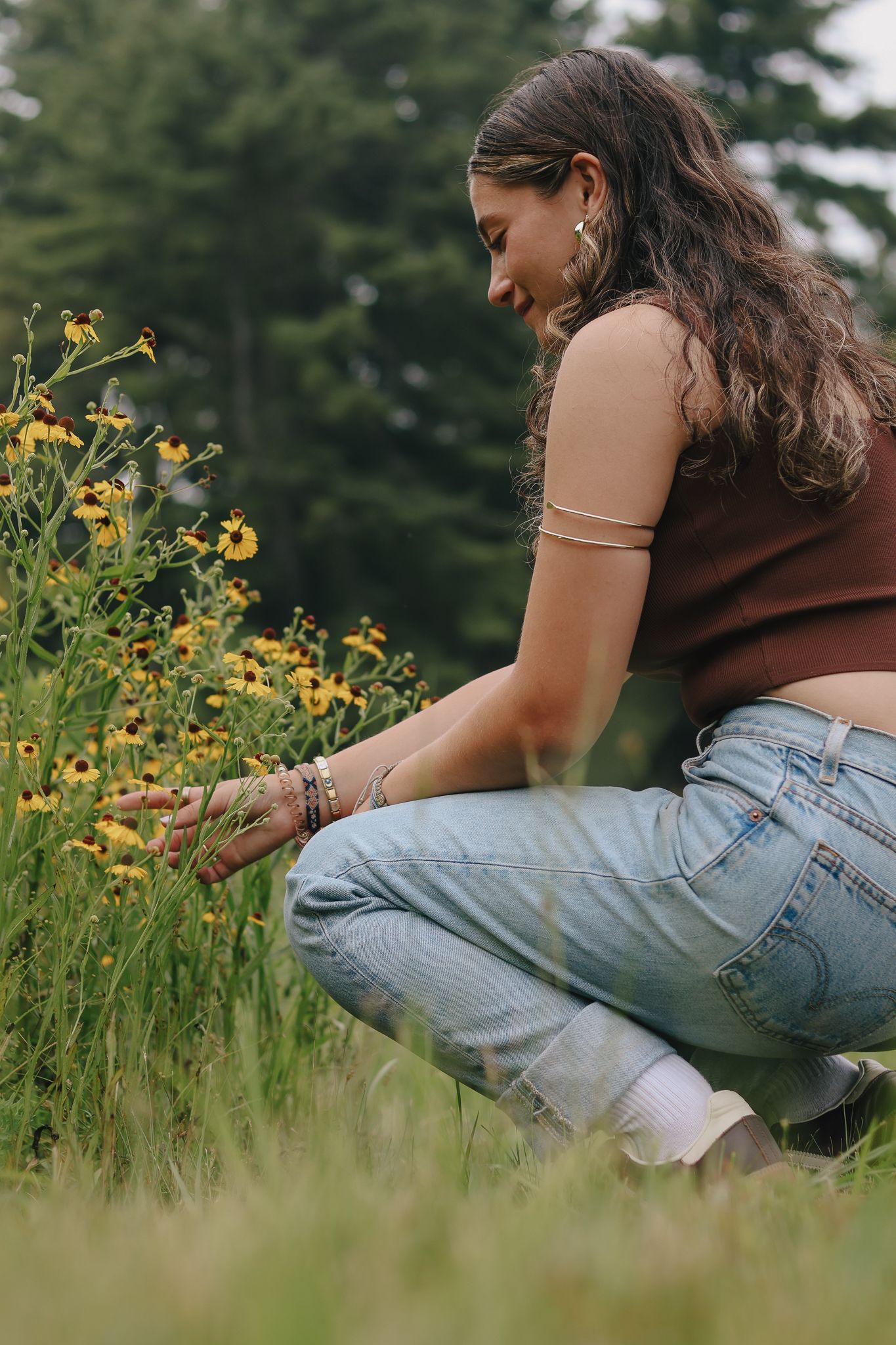 Senior portraits in a flower field of upstate New York.