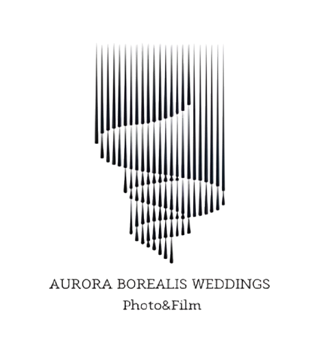 Aurora Borealis Weddings Photo & Film logo with elegant vertical lines forming a cascading wave design.