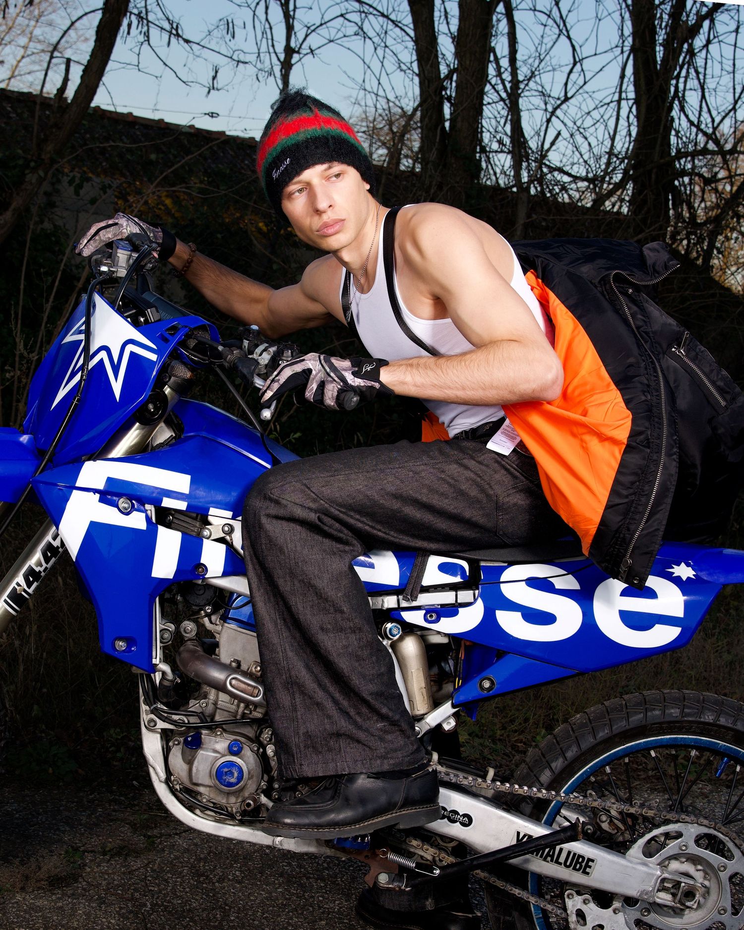 Fashion Shooting lookbook for the brand Finesse from Lyon in France by Mathis Dieudonné with a cross-bike collab