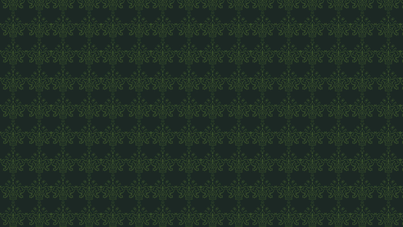Dark green damask patterned textile background with repeating ornate motifs.