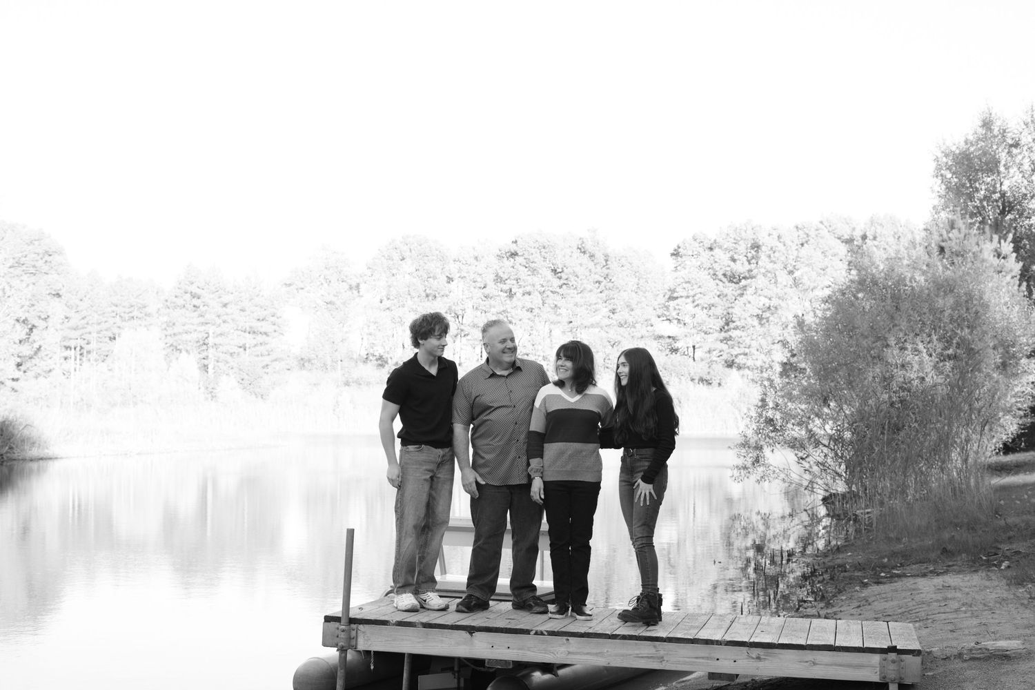 A series of black and white photos showing people gathered outdoors in casual settings from different time periods.