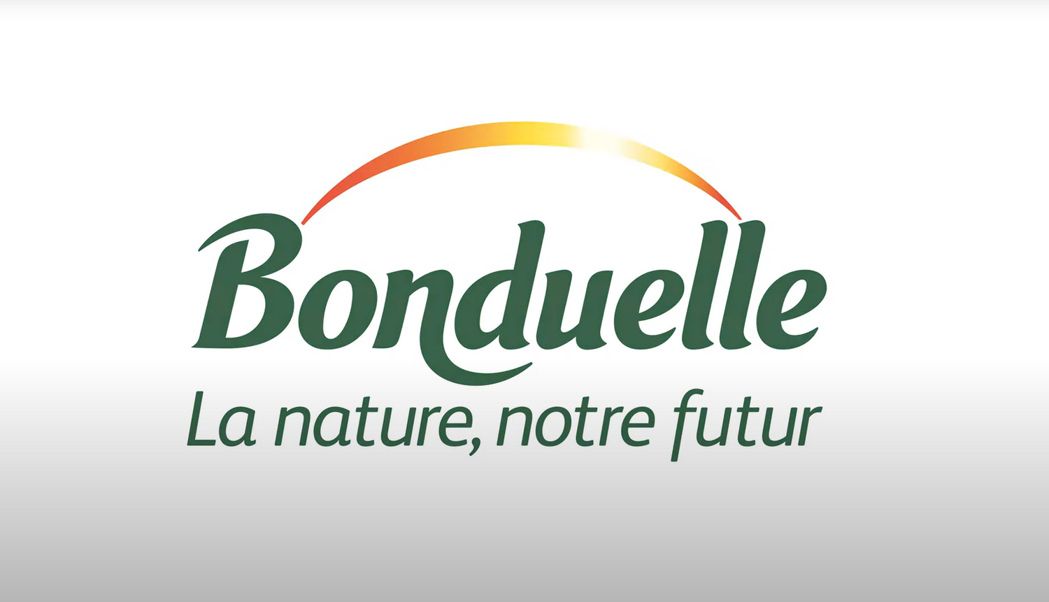 Bonduelle company logo with green text and orange swoosh design above French tagline.