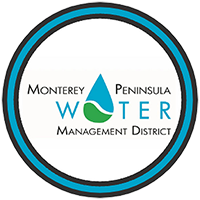 Three blue and white circular logos for Monterey Peninsula Water Management District arranged horizontally.