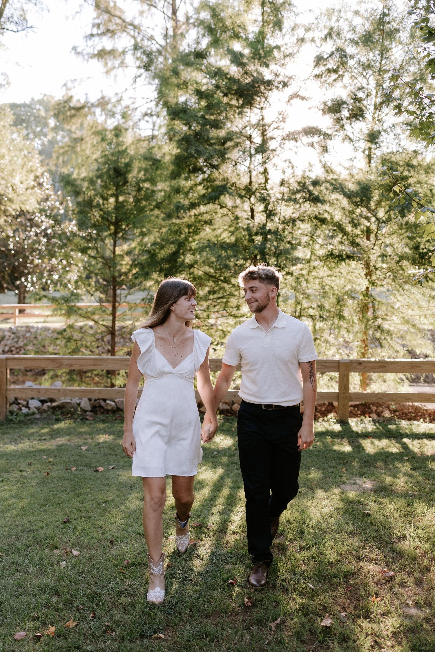 Couple embracing during a romantic elopement session in Kiesel Park, Alabama with candid storytelling photography
