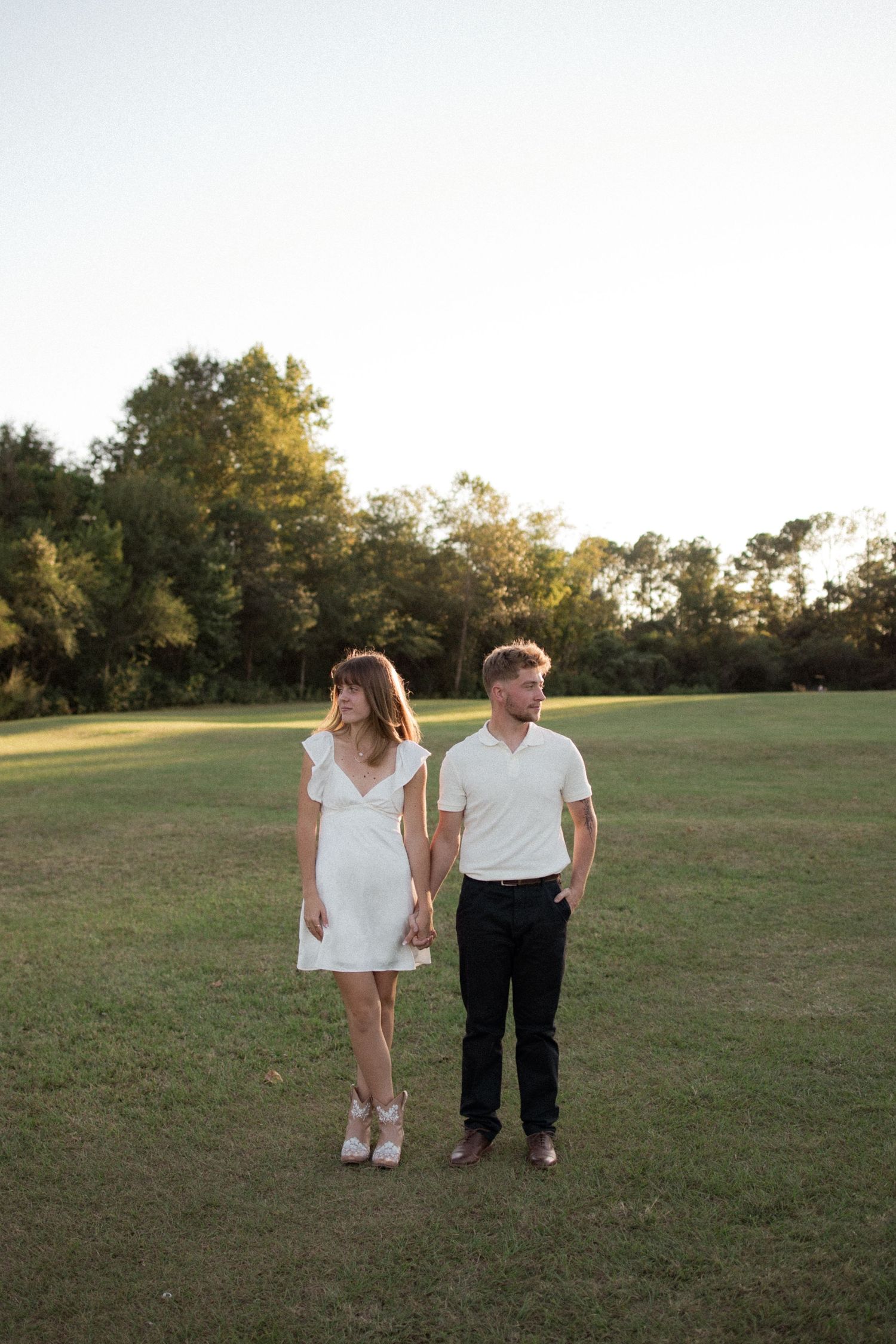 Couple embracing during a romantic elopement session in Kiesel Park, Alabama with candid storytelling photography