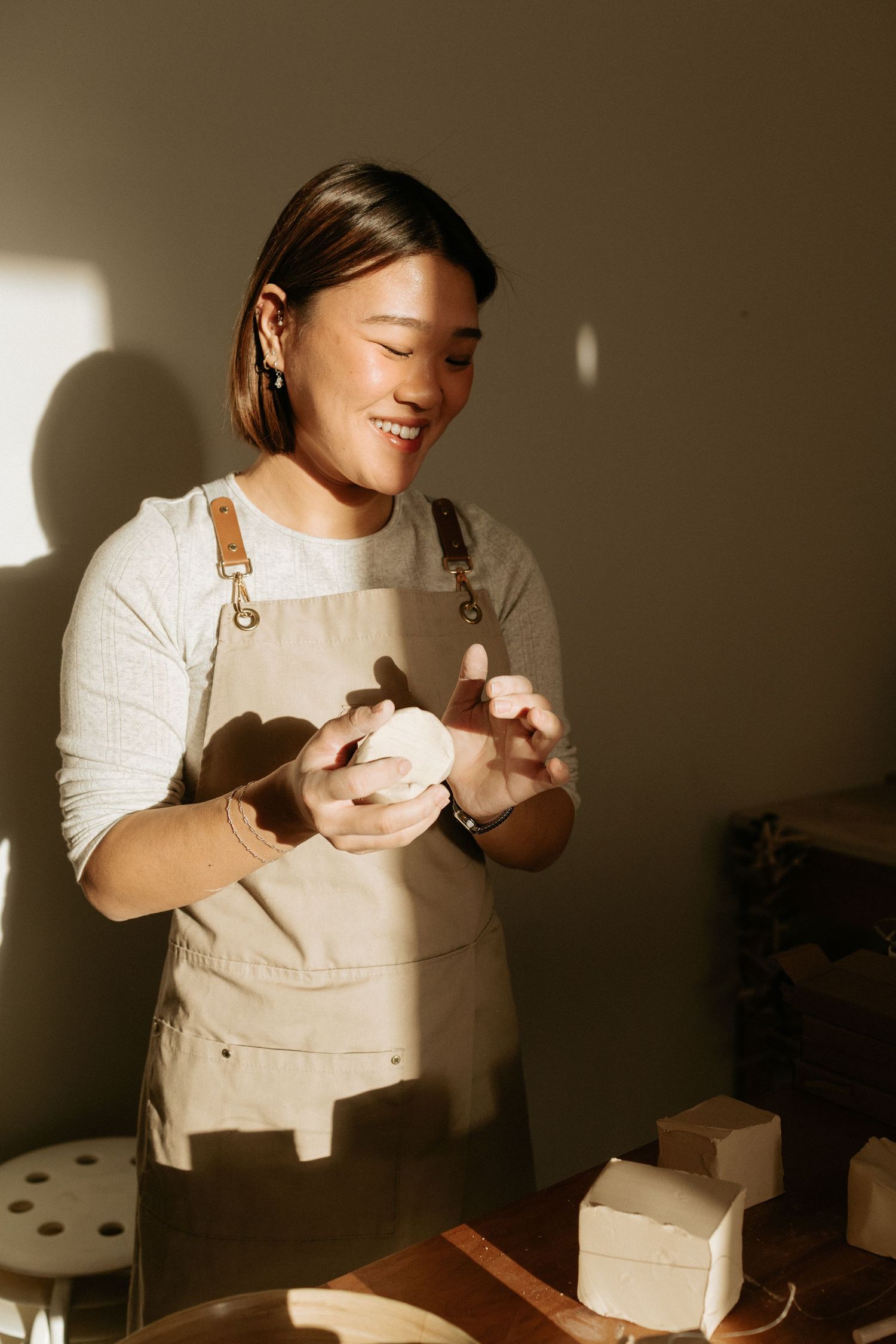 Still Point Pottery branding shoot showing natural light and editorial tones.