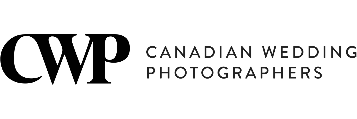 A dark logo design with text reading 'Canadian Wedding Photographers' in a minimal sans-serif font style.