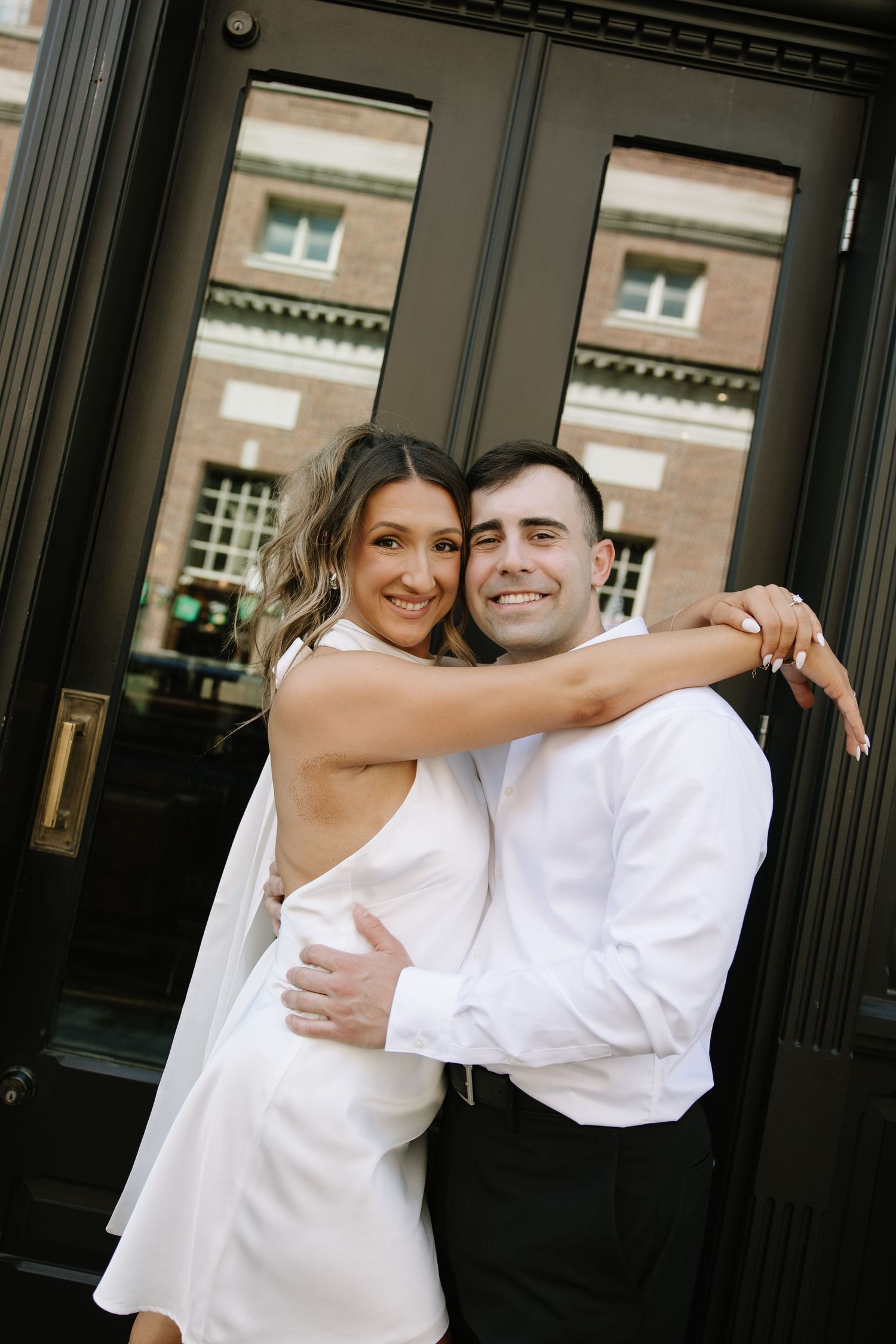 Romantic Philadelphia engagement session capturing a couple’s natural connection in the city’s iconic streets and soft golden light.