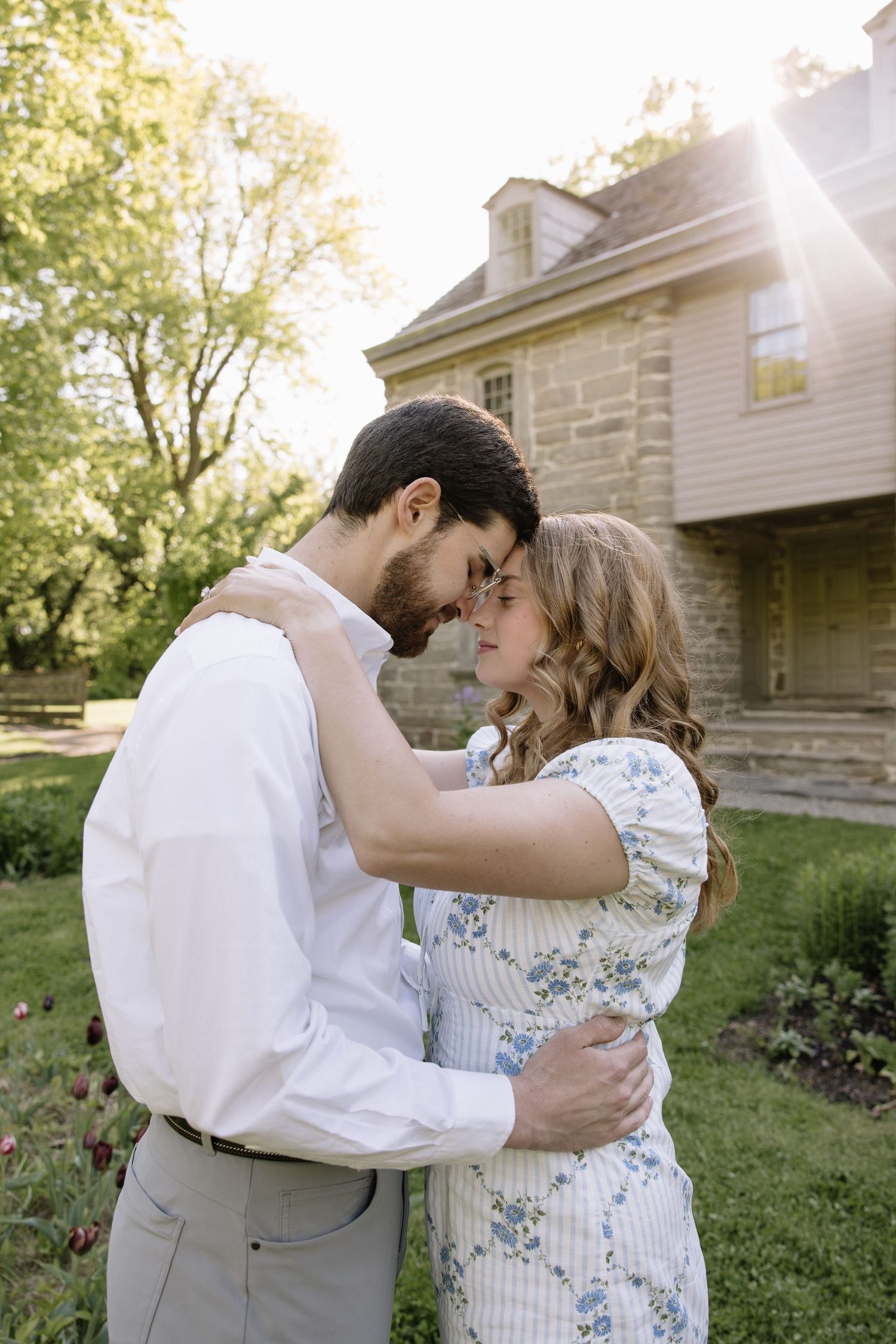 Romantic Bartram’s Garden wedding in Philadelphia featuring lush greenery, historic gardens, and a joyful couple in natural light.