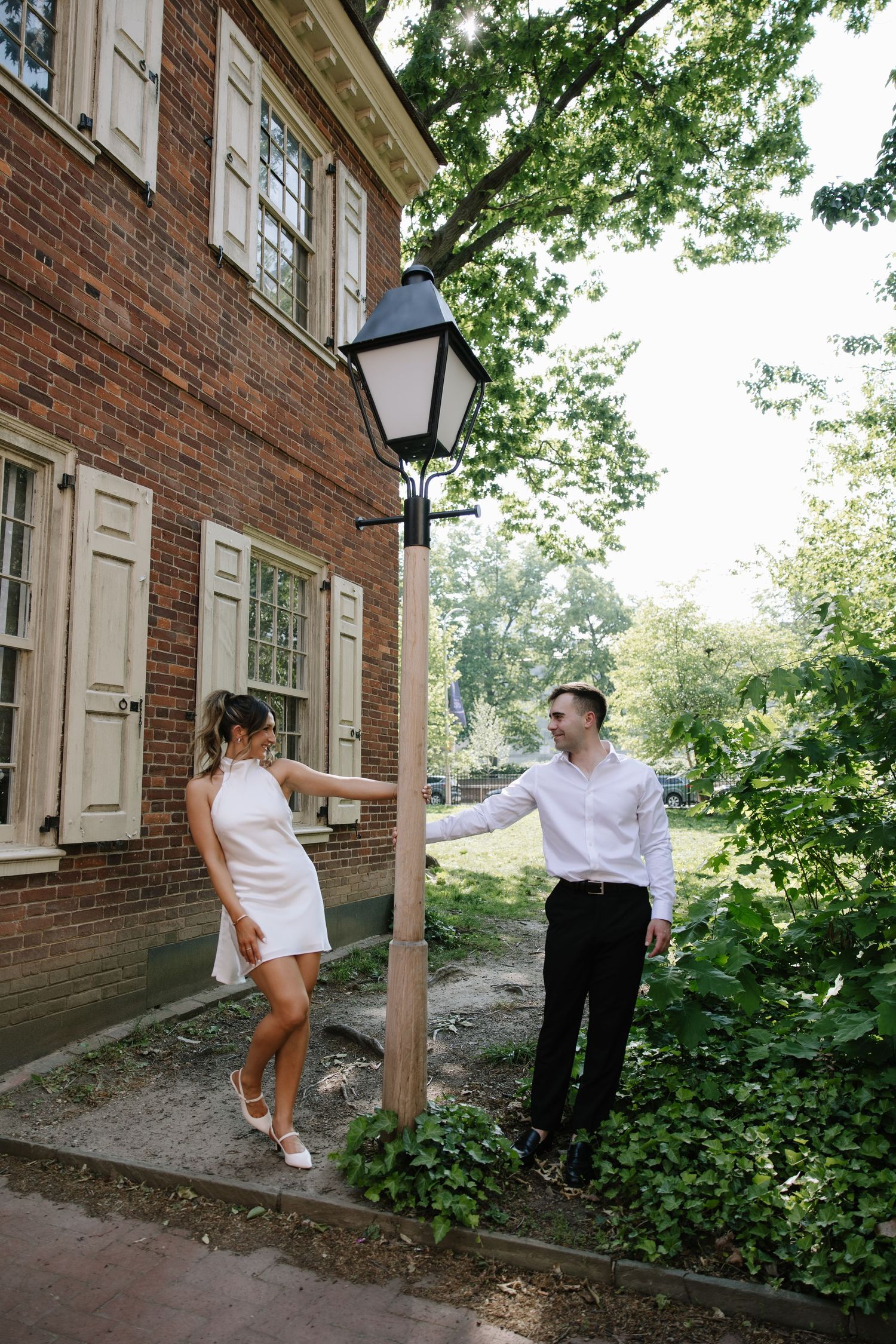Romantic Philadelphia engagement session capturing a couple’s natural connection in the city’s iconic streets and soft golden light.