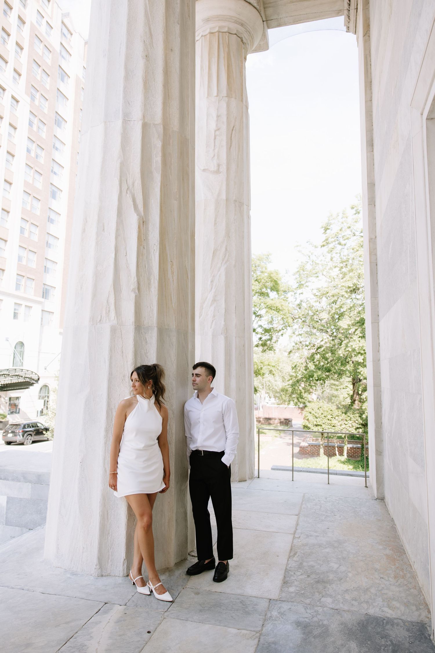 Romantic Philadelphia engagement session capturing a couple’s natural connection in the city’s iconic streets and soft golden light.