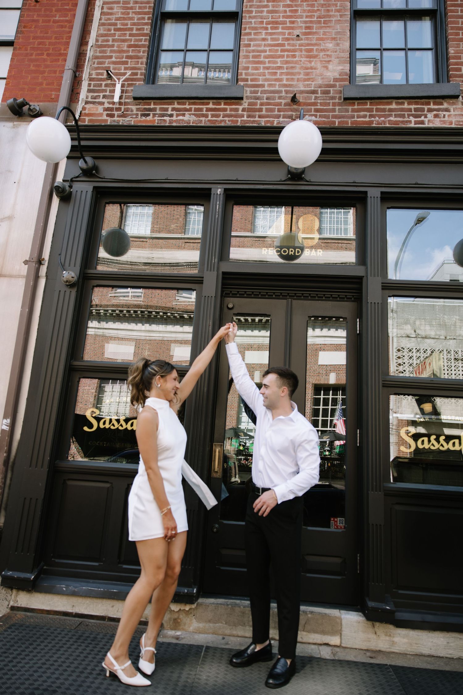 Romantic Philadelphia engagement session capturing a couple’s natural connection in the city’s iconic streets and soft golden light.