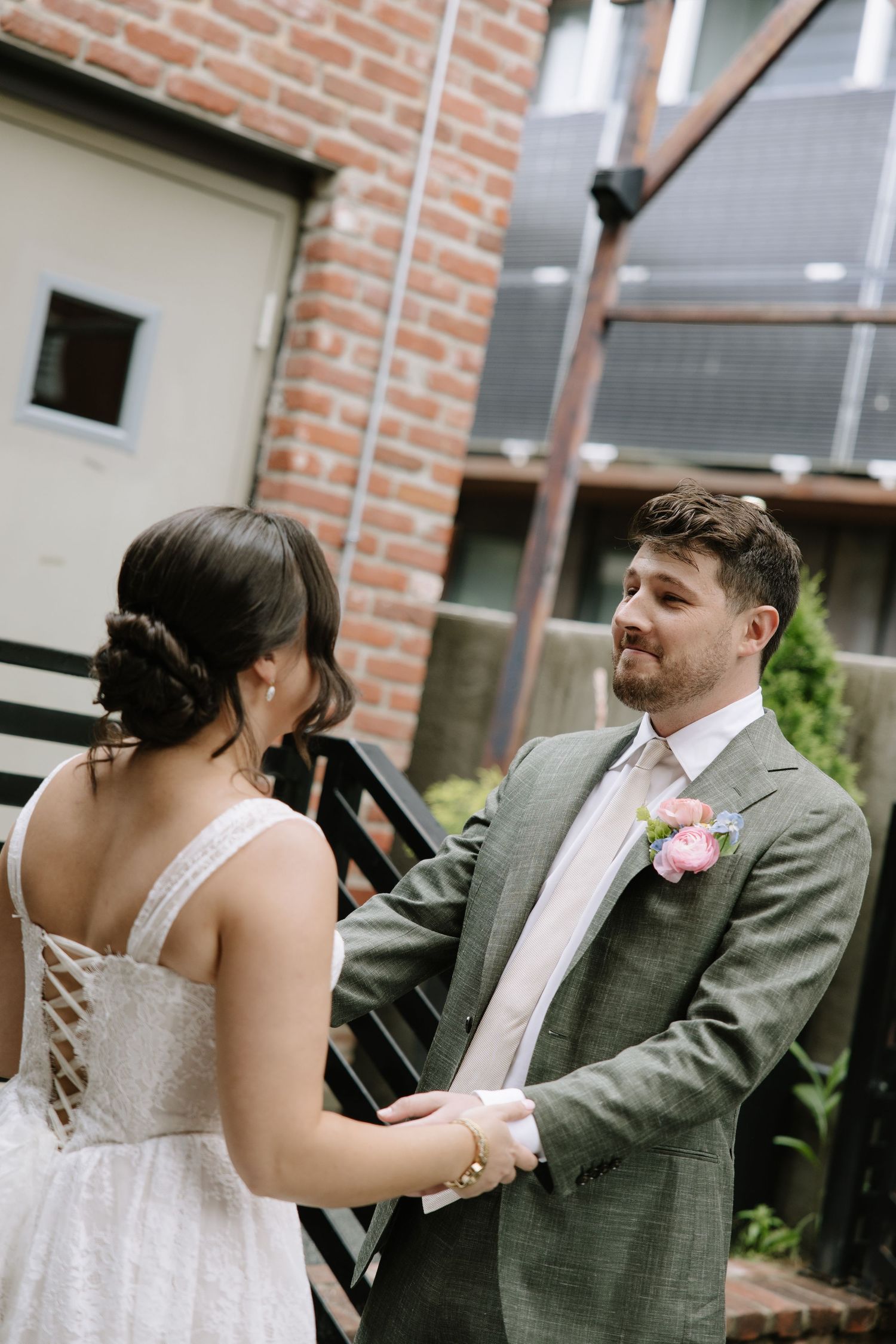 Philadelphia wedding photographer capturing a joyful bride and groom during romantic wedding portraits in Pennsylvania.