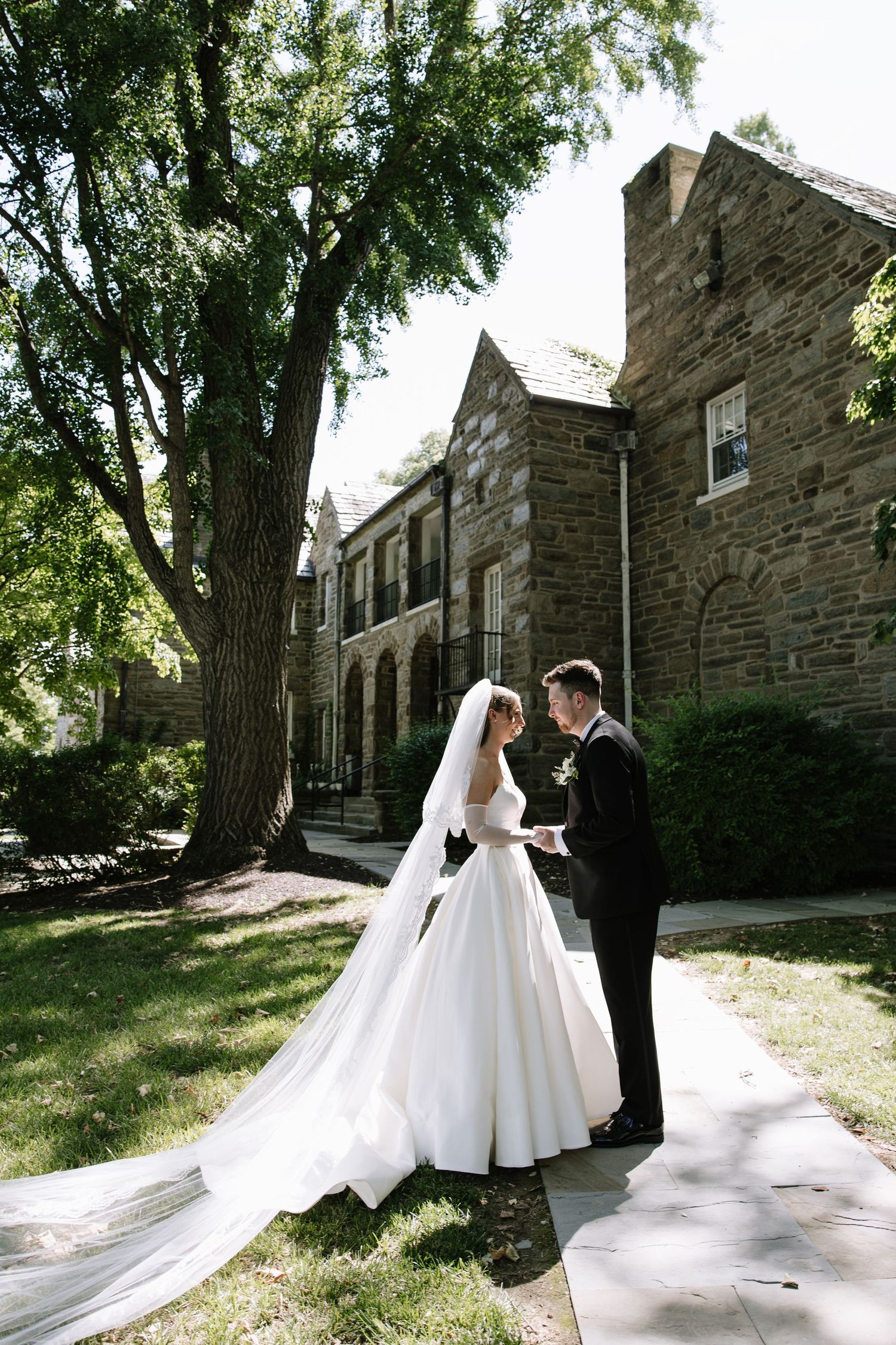 Philadelphia wedding photographer capturing a joyful bride and groom during romantic wedding portraits in Pennsylvania.