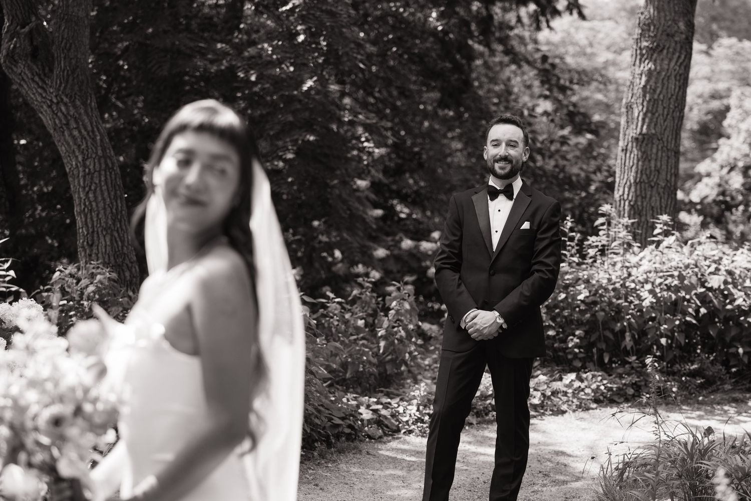 Philadelphia wedding photographer capturing a joyful bride and groom during romantic wedding portraits in Pennsylvania.