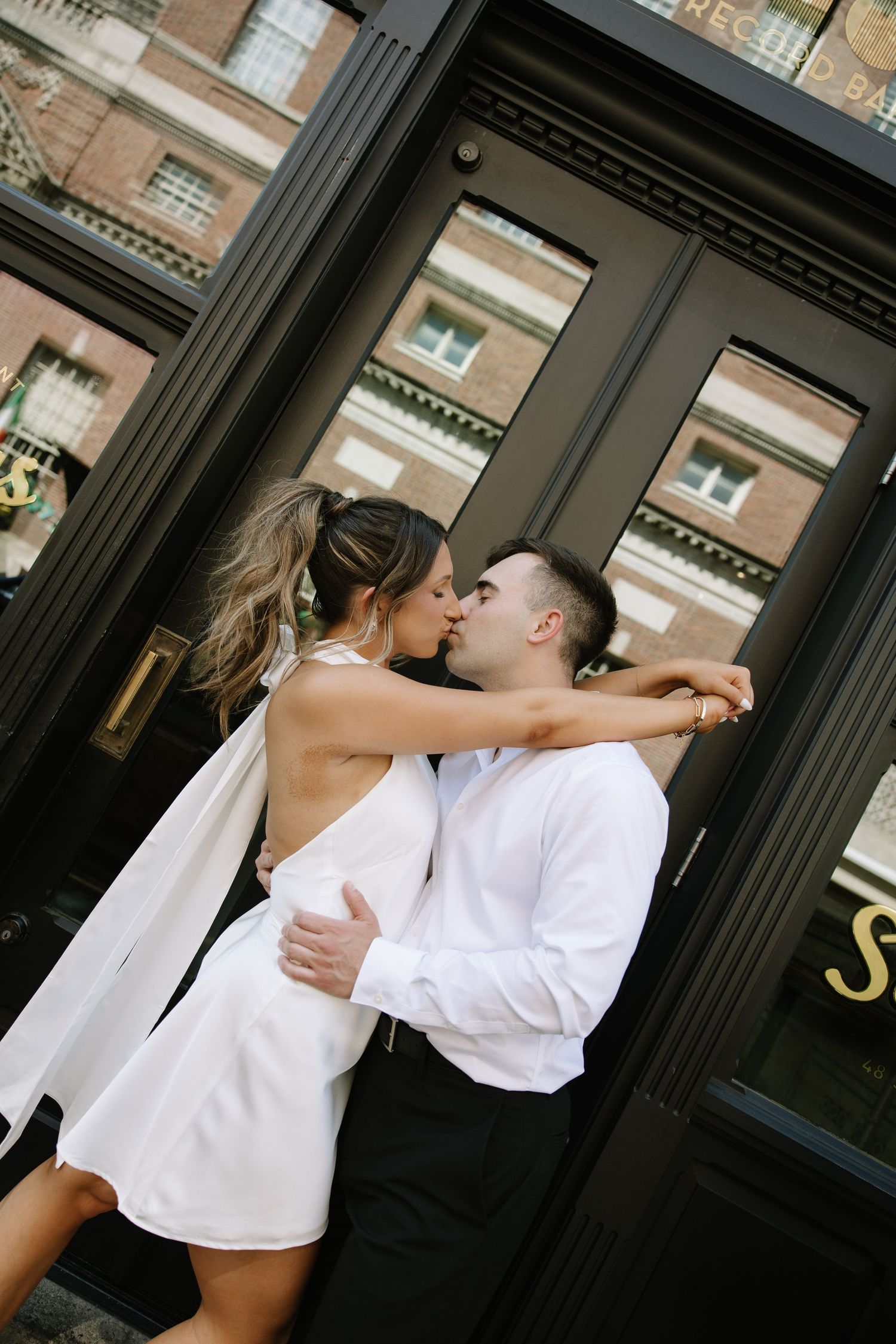 Romantic Philadelphia engagement session capturing a couple’s natural connection in the city’s iconic streets and soft golden light.