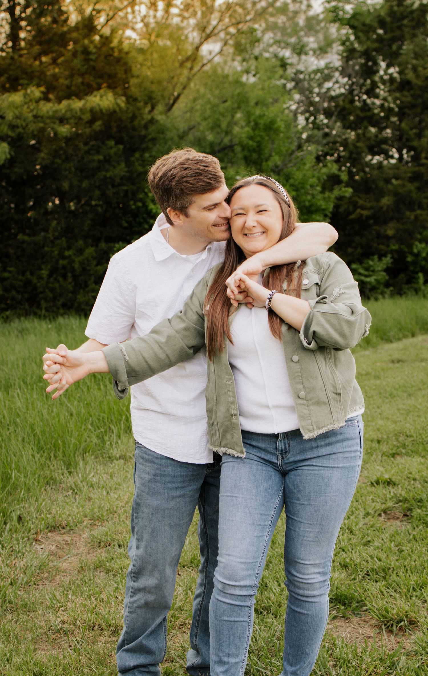 Engagement session with a man and woman in Troy, MO