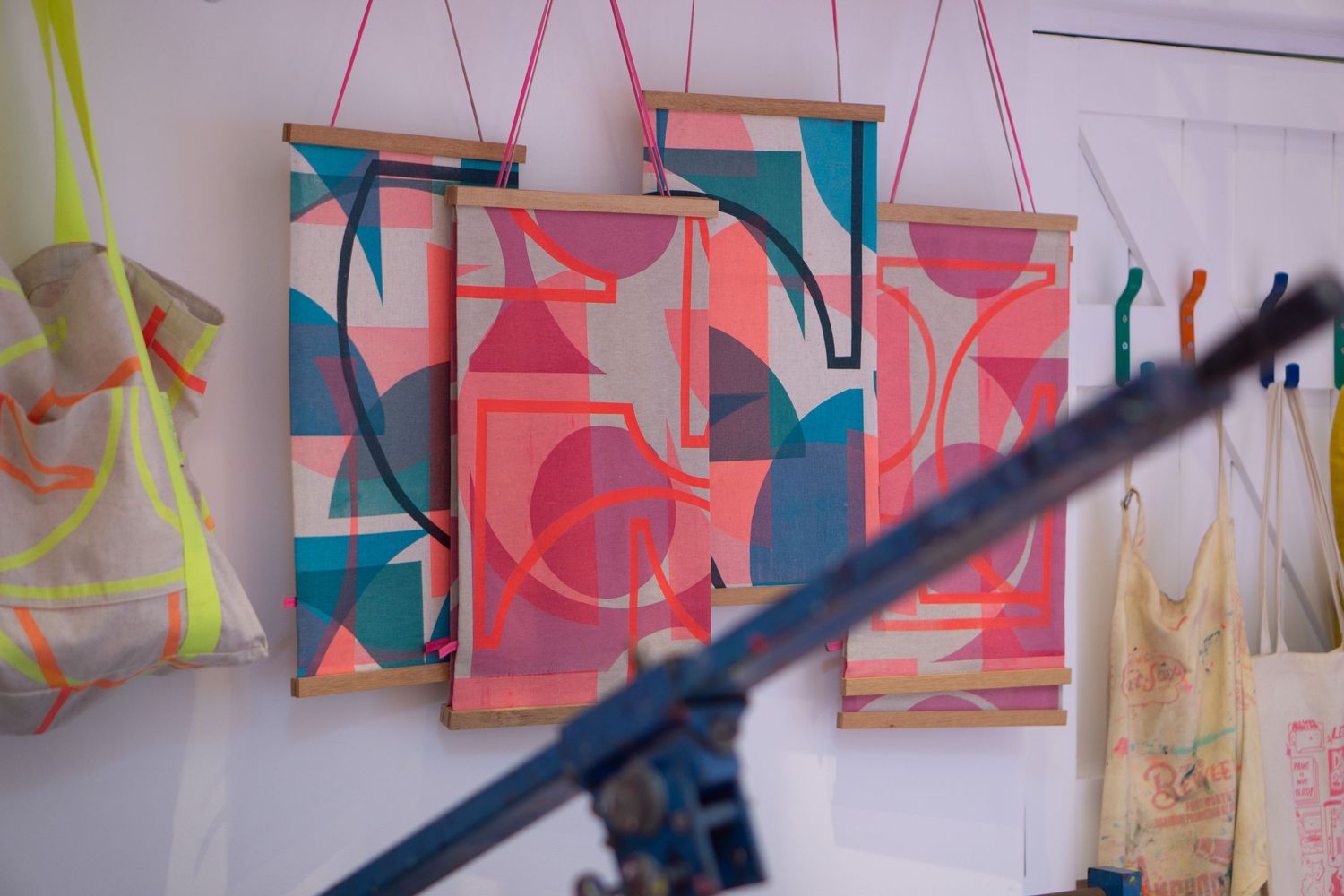 Felicity Billen, Devon portrait and brand photographer, takes pictures in Jo Norma's studio, Somerset based printer