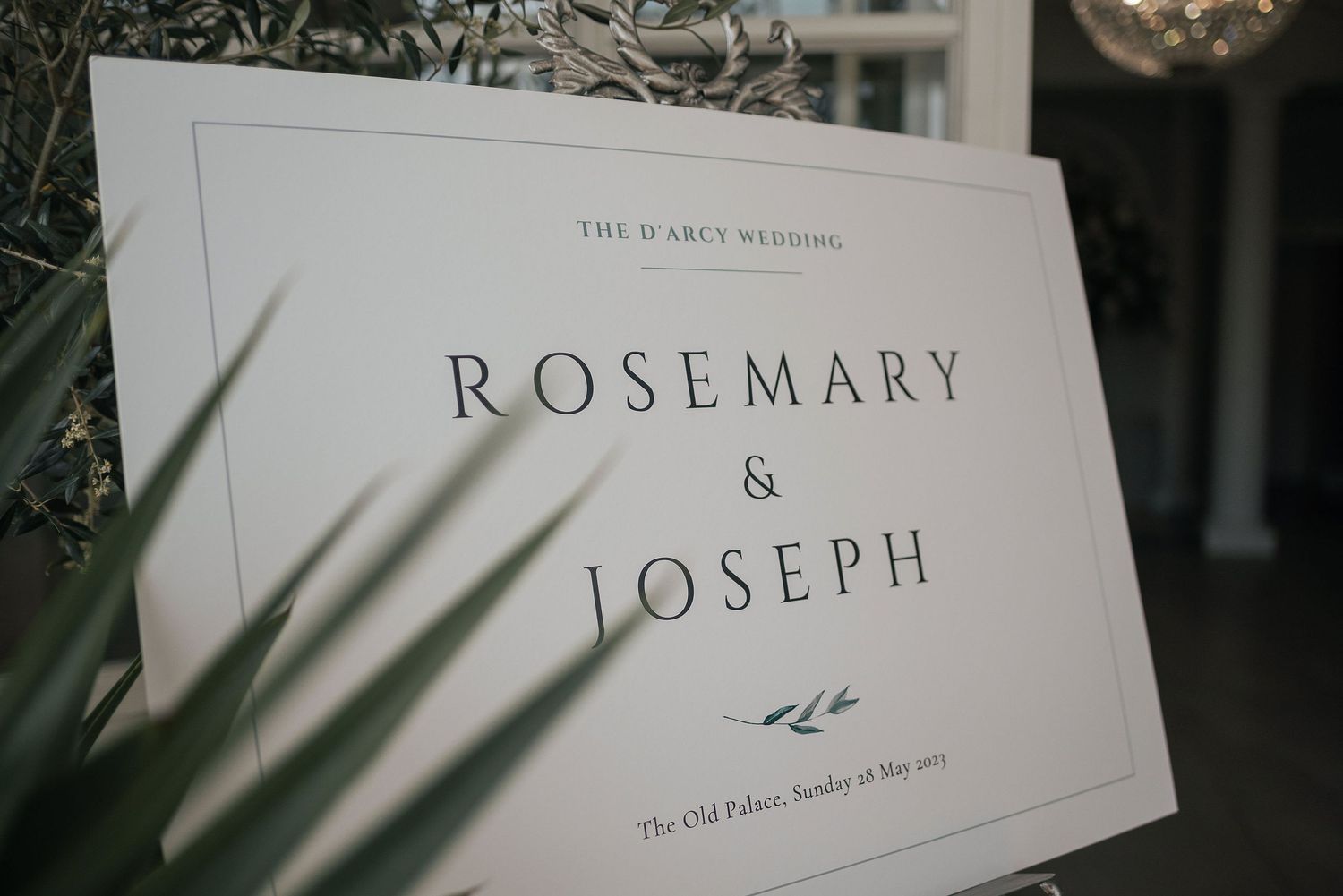 A wedding invitation featuring the names Rosemary and Joseph in elegant typography.