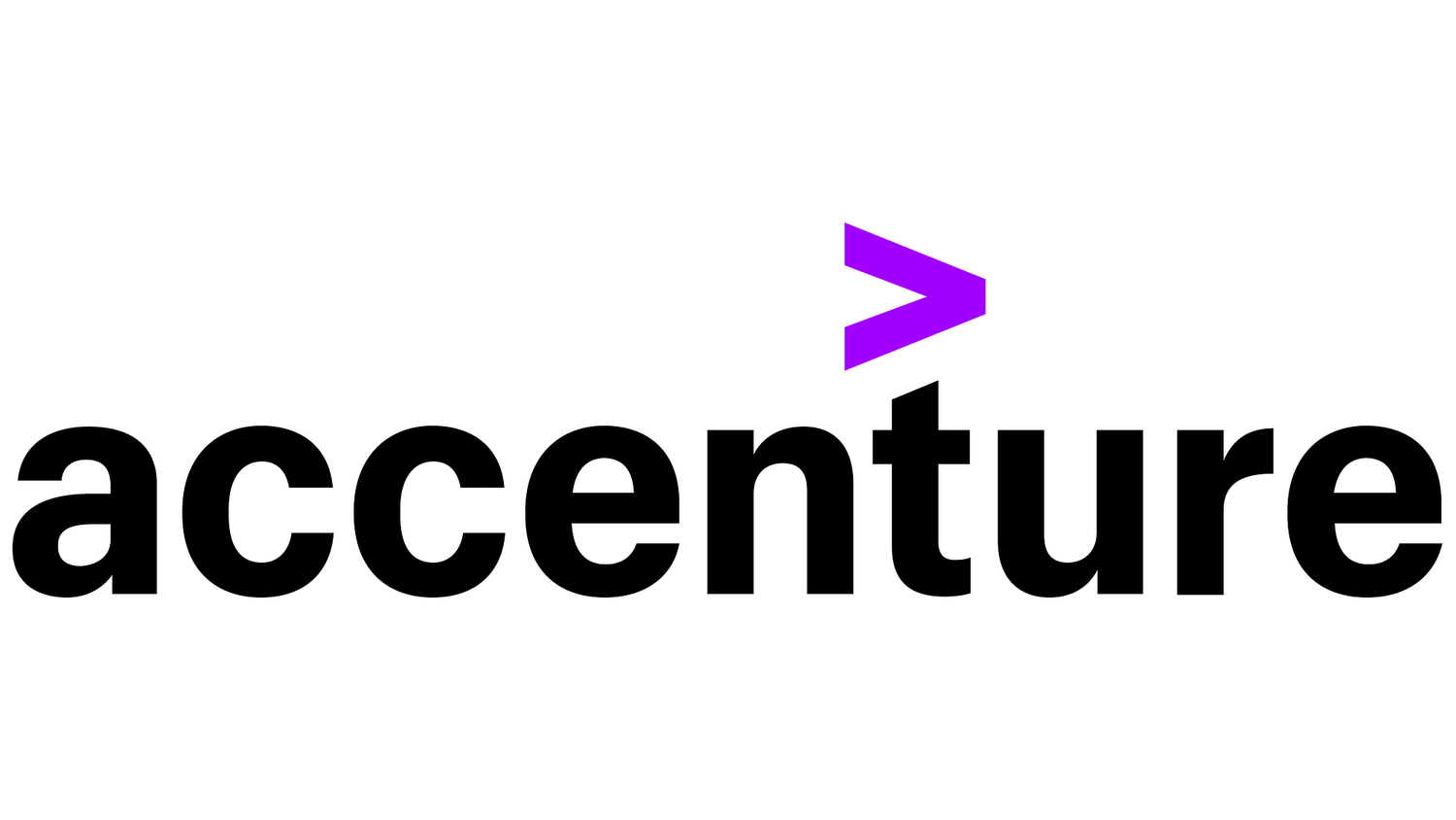 The Accenture logo in black text on a white background with a stylized greater than symbol in purple.