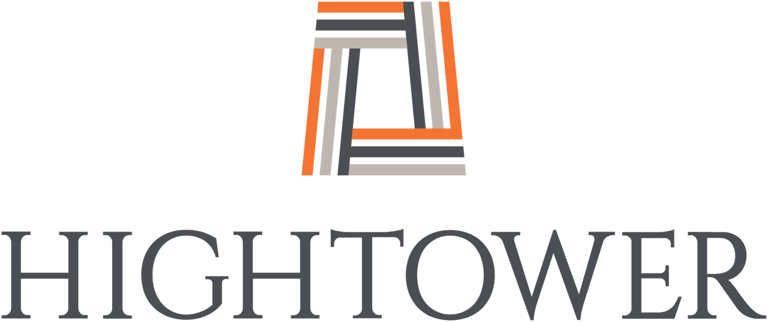 Hightower corporate logo in gray and orange geometric design.