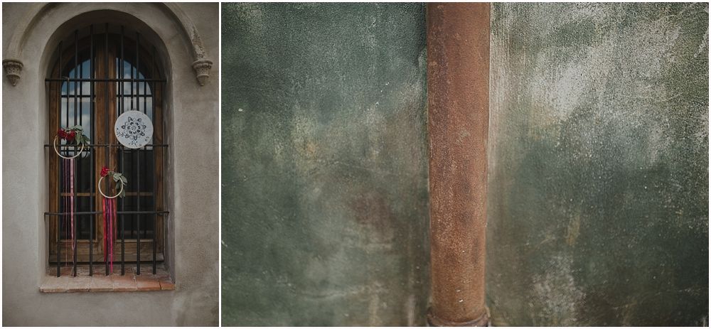 Collection of vintage photographs displayed on dark rustic surface.