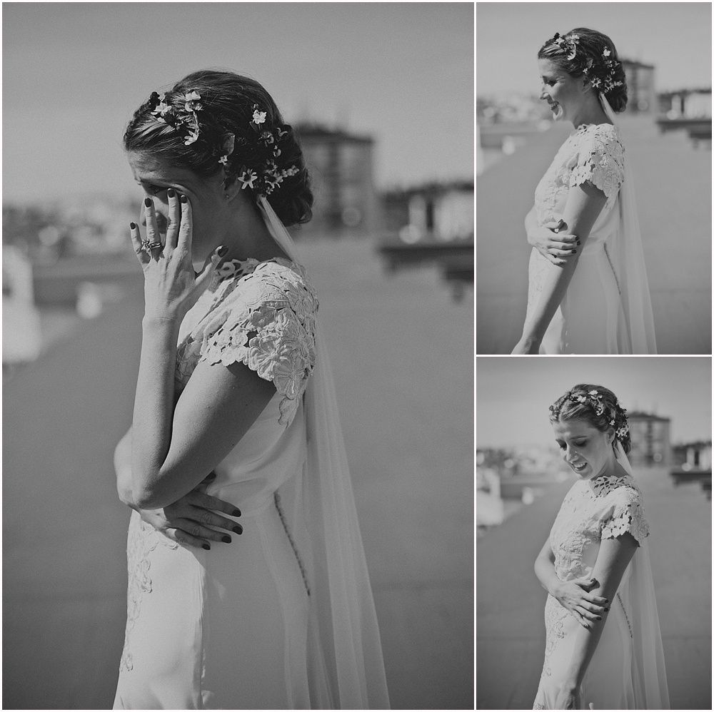 Black and white artistic bridal portraits showing intricate lace details and flowing veil.
