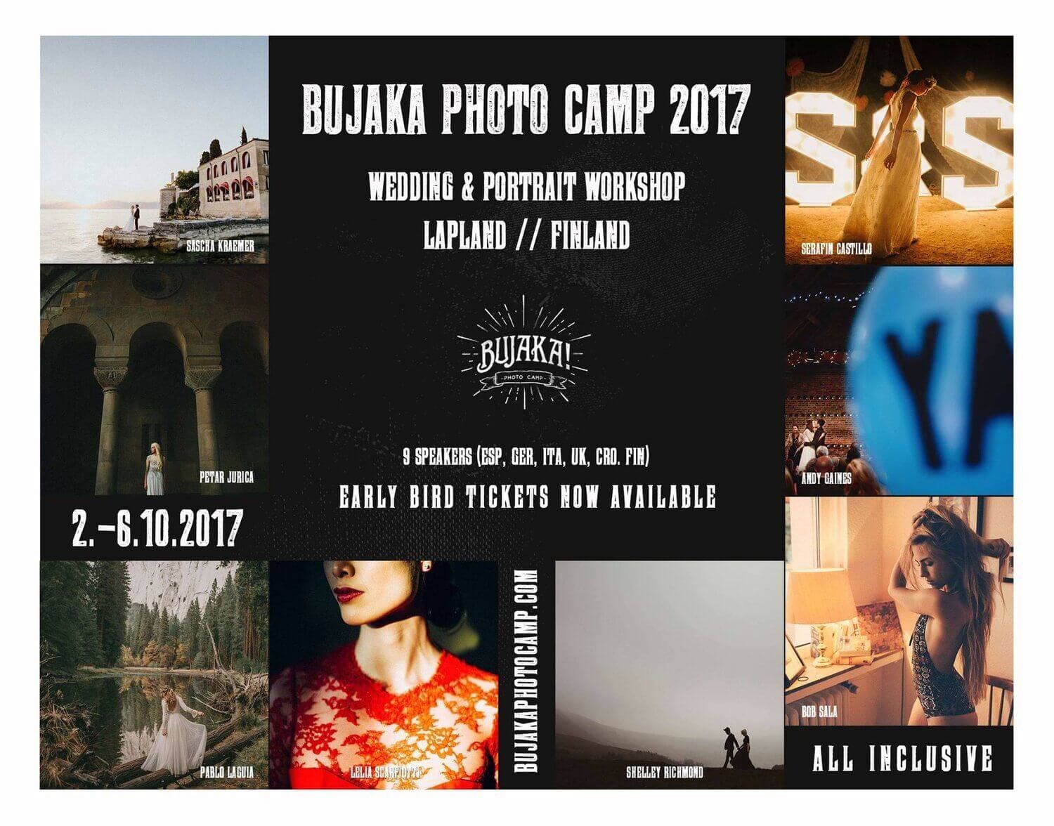 Photography workshop promotional banner with landscape and event details.