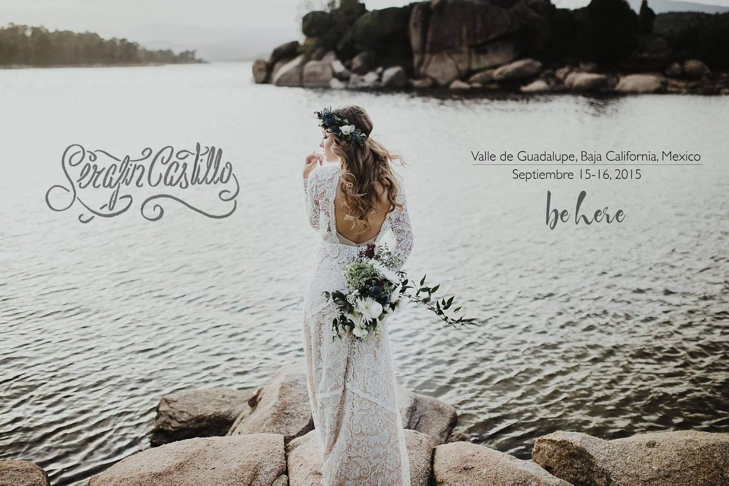 Scenic coastal photography session at Villa de Guadalupe Bay featuring rocky shoreline and water views.