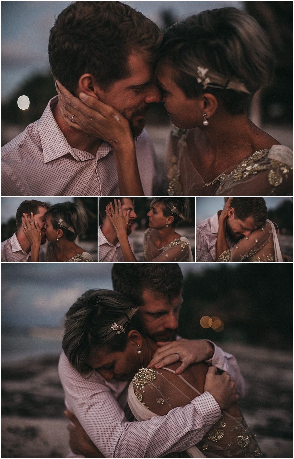 A collection of intimate romantic moments captured in warm evening light.