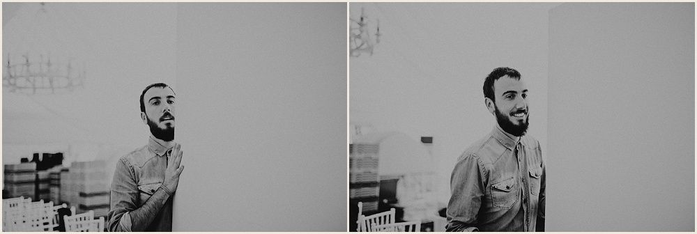 Black and white portrait diptych showing side views against light background.
