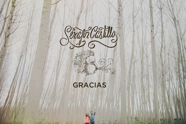 A misty forest scene with text overlay reading 'Gracias' in elegant script lettering.