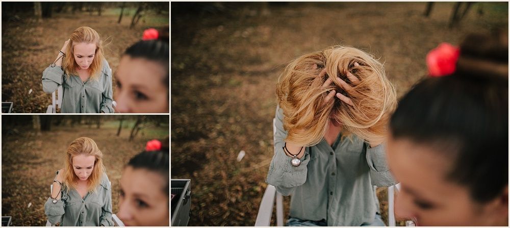 Candid outdoor photoshoot in natural lighting with rustic background.
