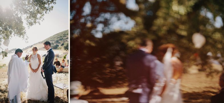 Artistic double exposure of a wedding ceremony scene outdoors with natural lighting.