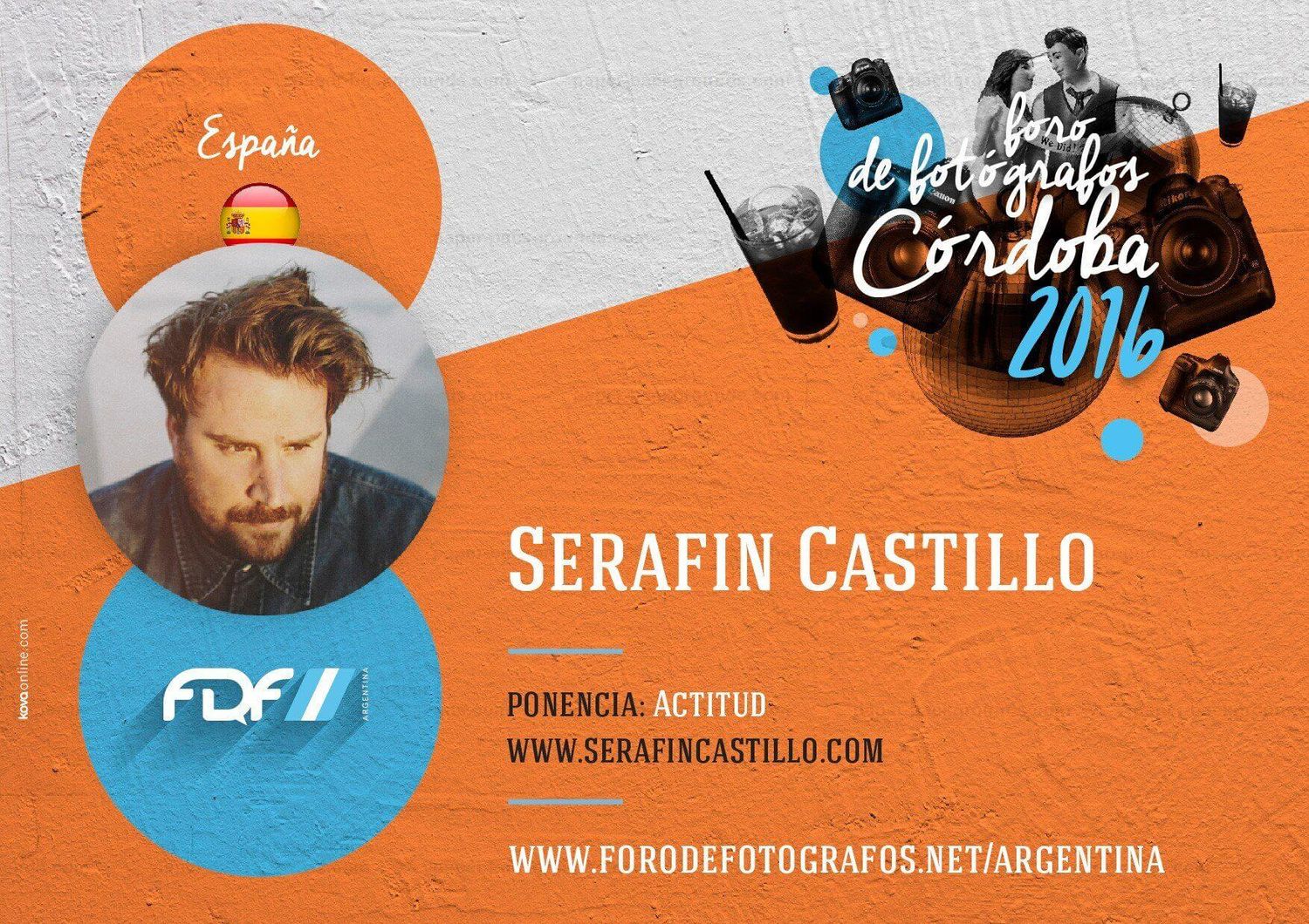 Orange and blue personal branding banner design for photography website.