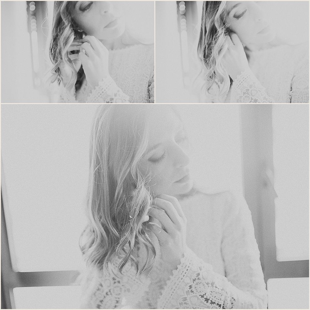 Ethereal black and white portraits showing soft feminine profile poses.