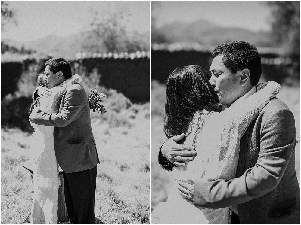 Black and white photos of intimate wedding moments in outdoor setting.