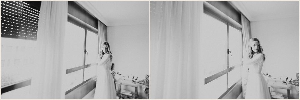 Dreamy black and white photos capture a figure standing near a sunlit window.