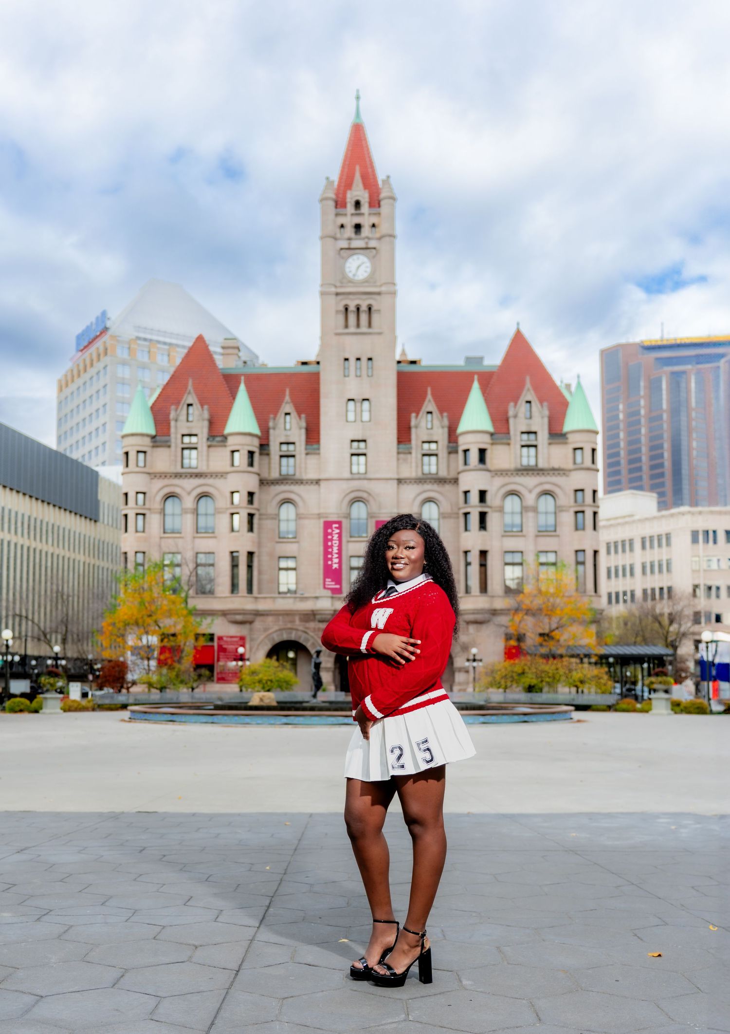 High school senior portrait at Downtown Saint Paul, MN. Captured by Juve Photography,
