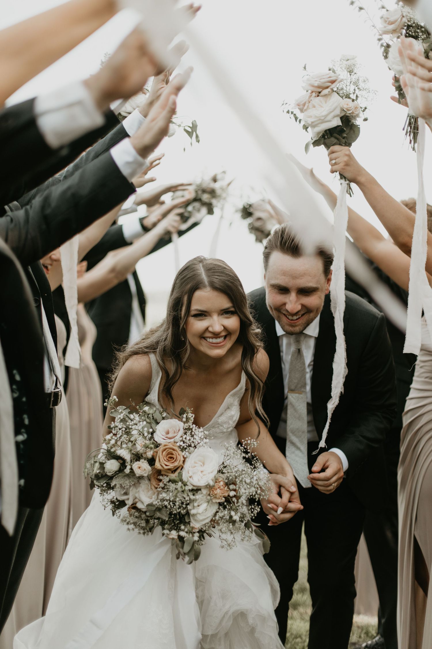 couple celebrating on wedding day