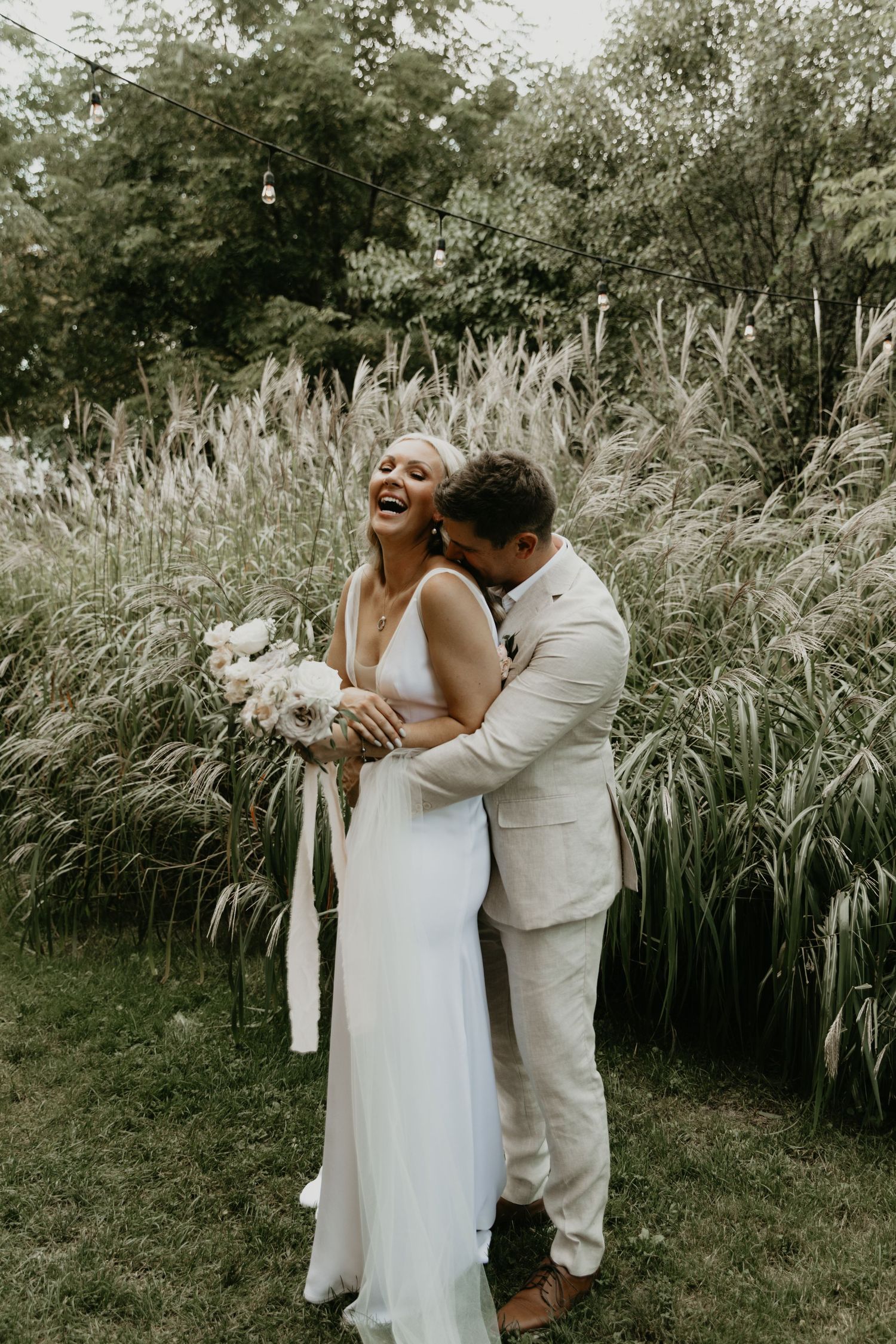couple celebrating on wedding day