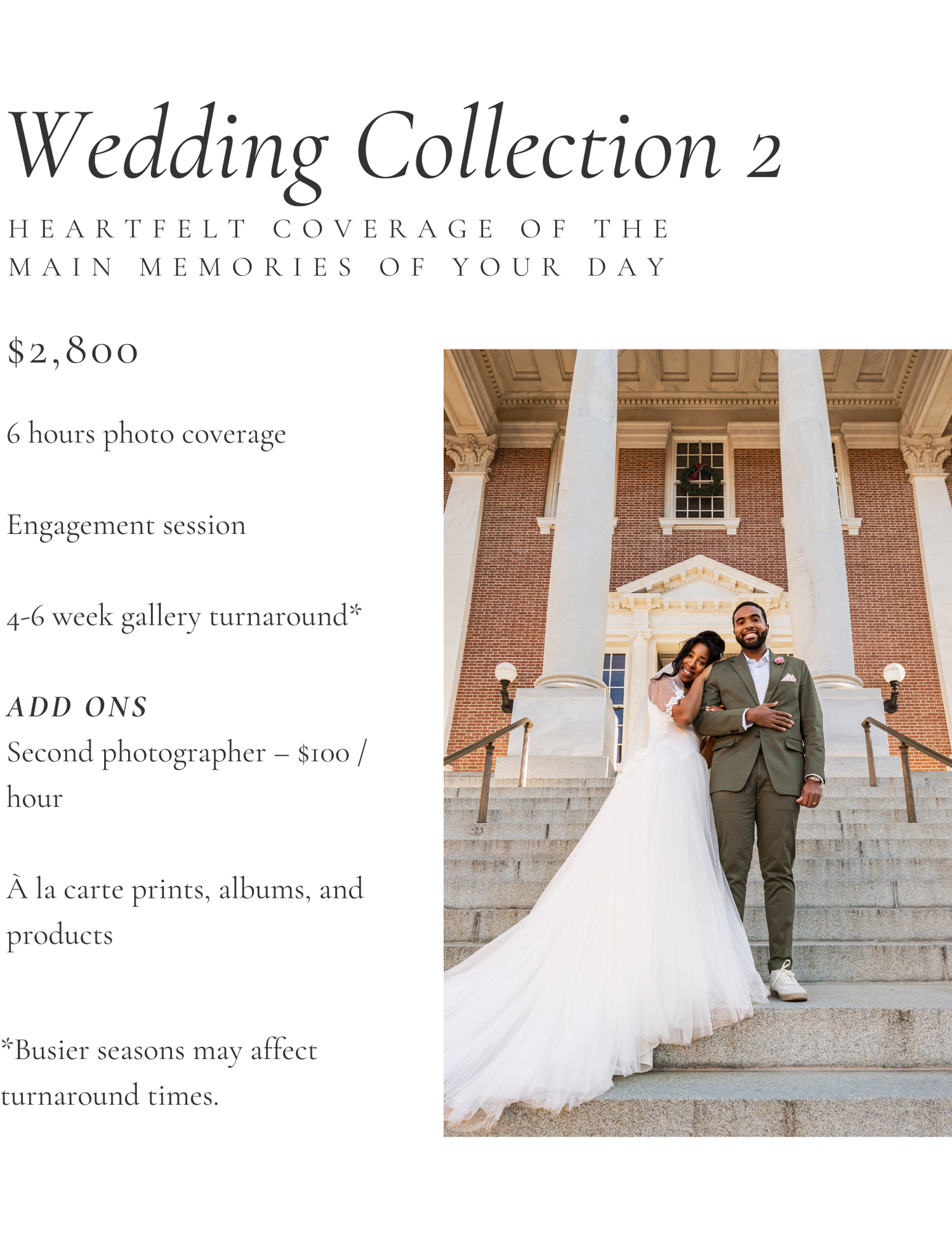 A bride and groom embrace on grand stone steps in front of a brick building during their wedding photoshoot.