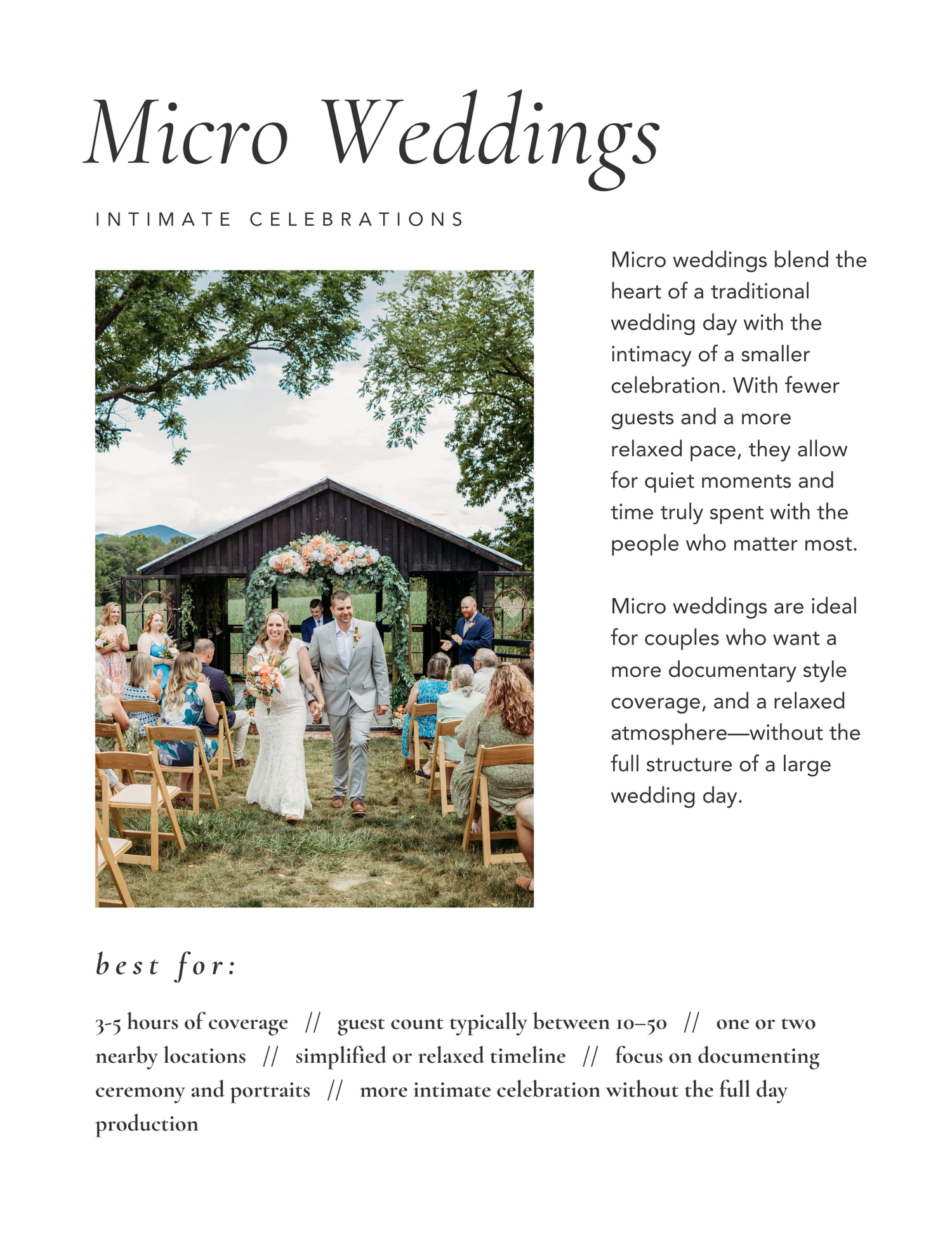 A collection of intimate outdoor wedding scenes showing couples celebrating their special day in natural settings.