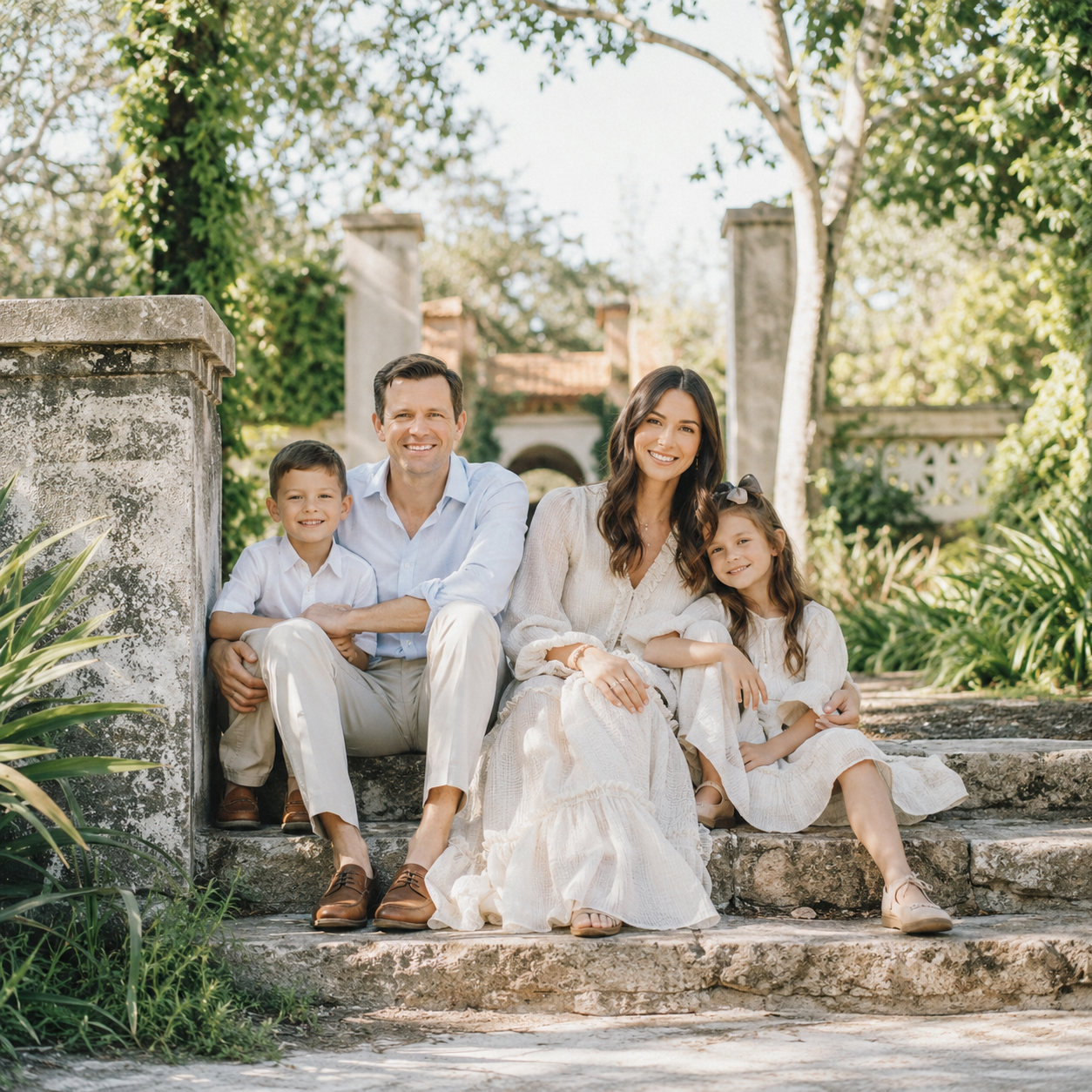 Luxury family portrait at Laguna Gloria in Austin, Texas featuring authentic connection and timeless photography.