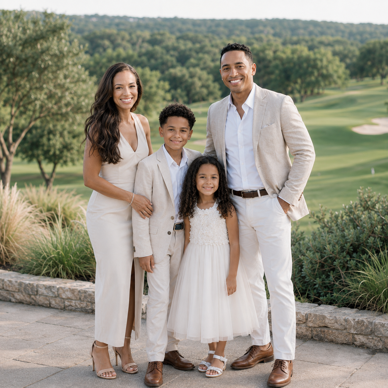 Luxury family portrait at Omni Barton Creek Country Club in Austin, Texas capturing genuine smiles and connection.