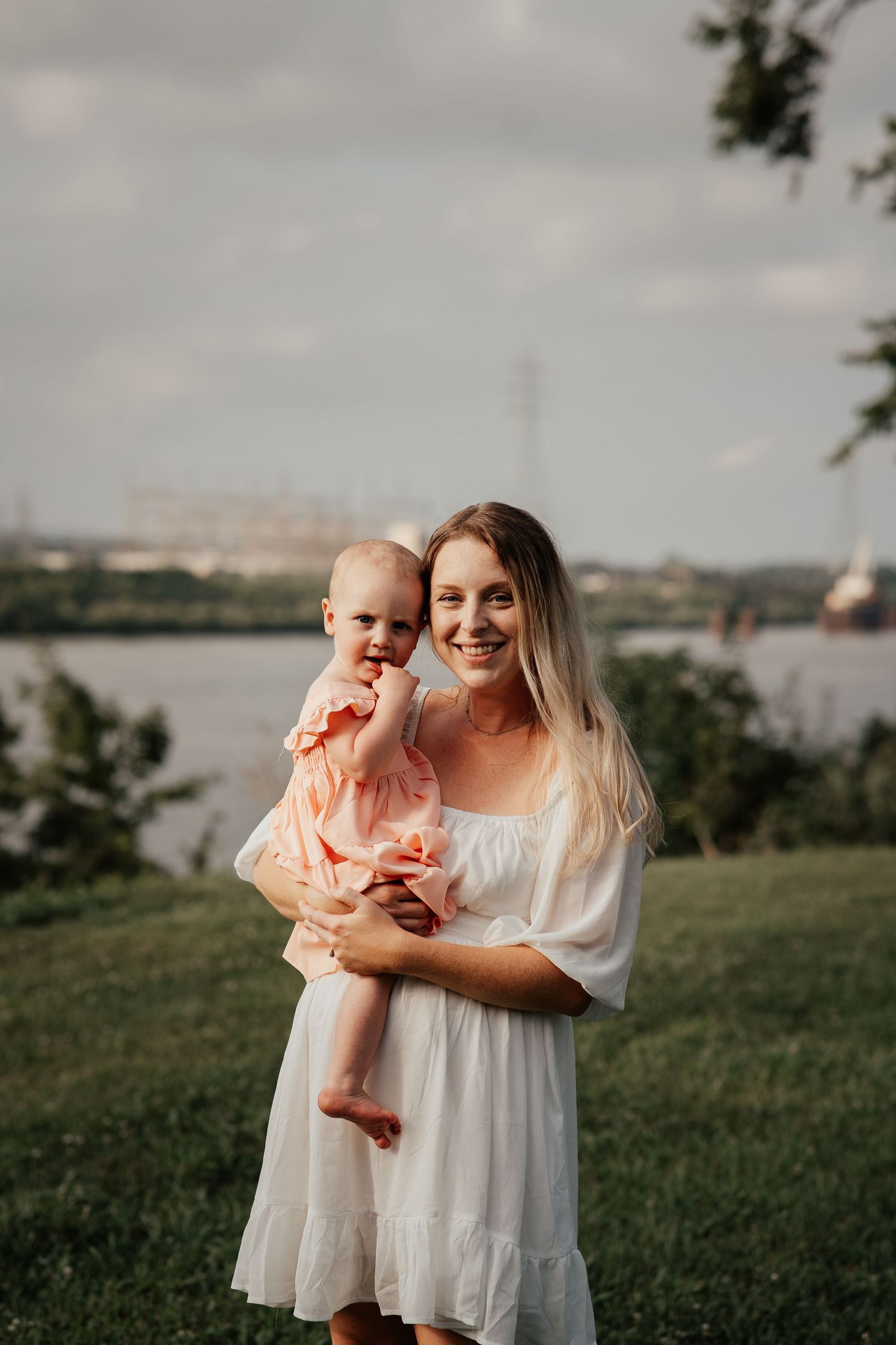 A precious moment captured by the water on a cloudy evening.