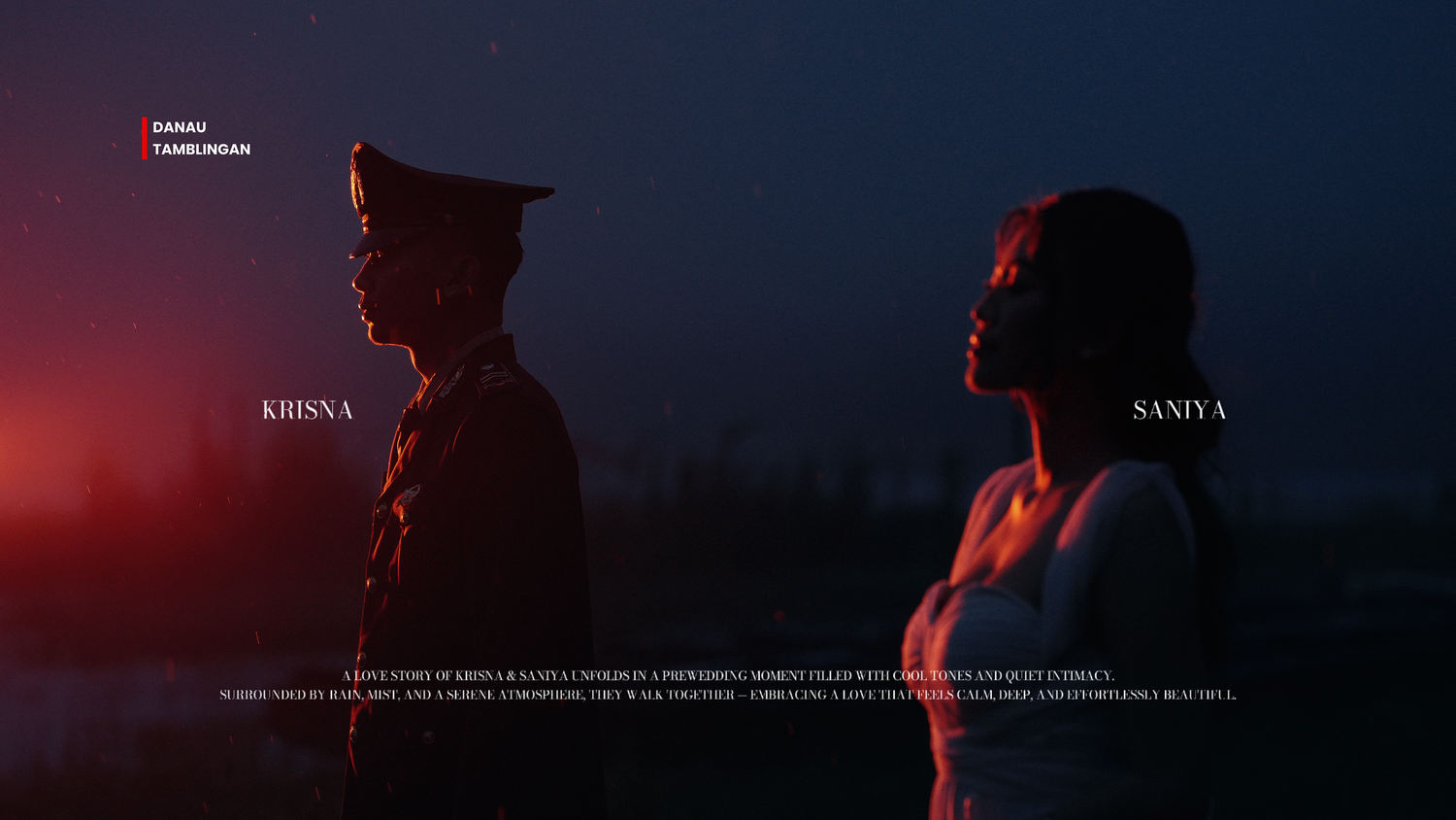Two silhouetted figures, Krissa and Saniya, face each other in a dramatic cinematic scene with red and blue lighting.