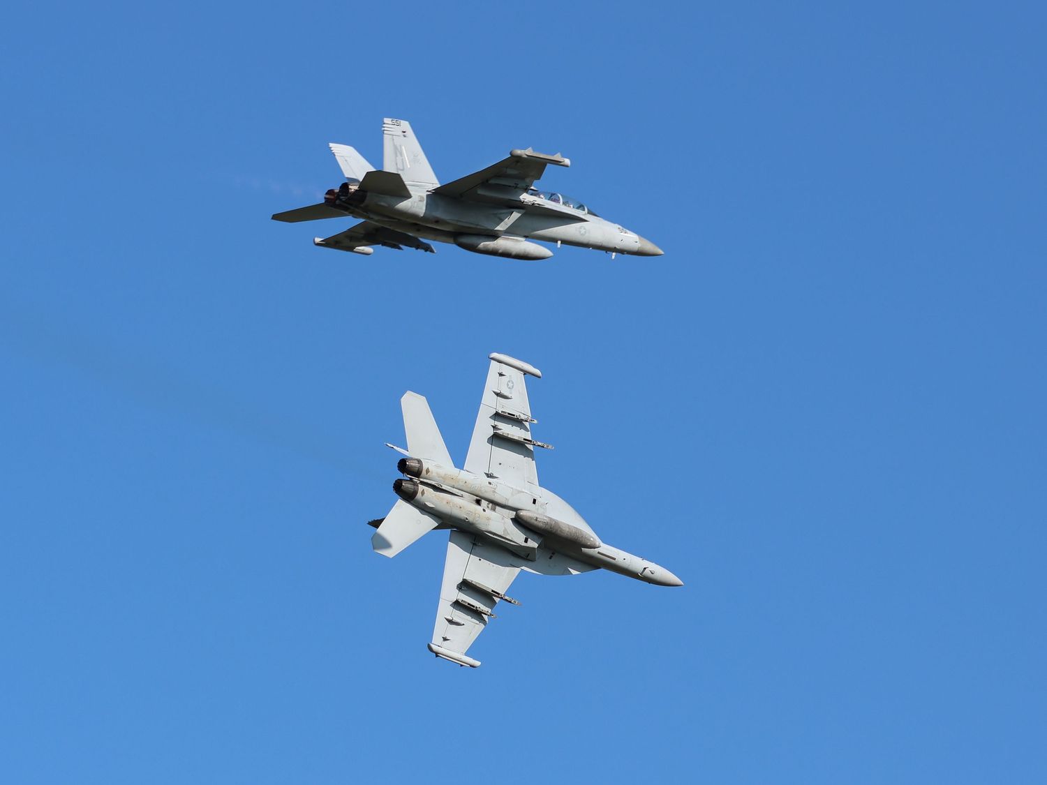 Two F-18s flying