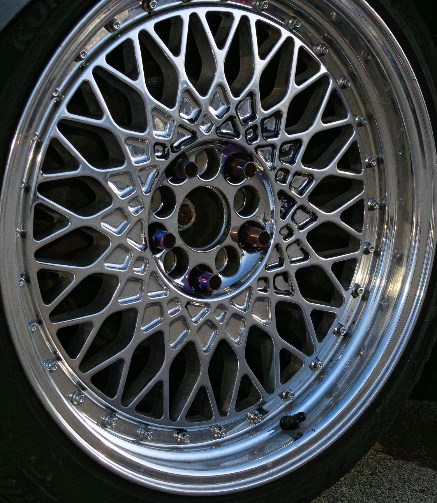 Close up of silver wheel